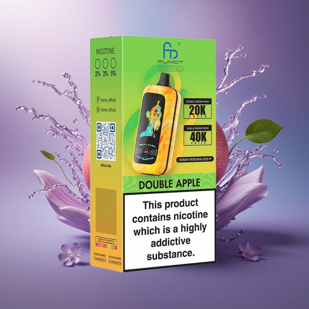 Fumot Digital Monkey 20000/40000 Puffs Maçã Dupla com Dual Mesh Coil e 850mAh