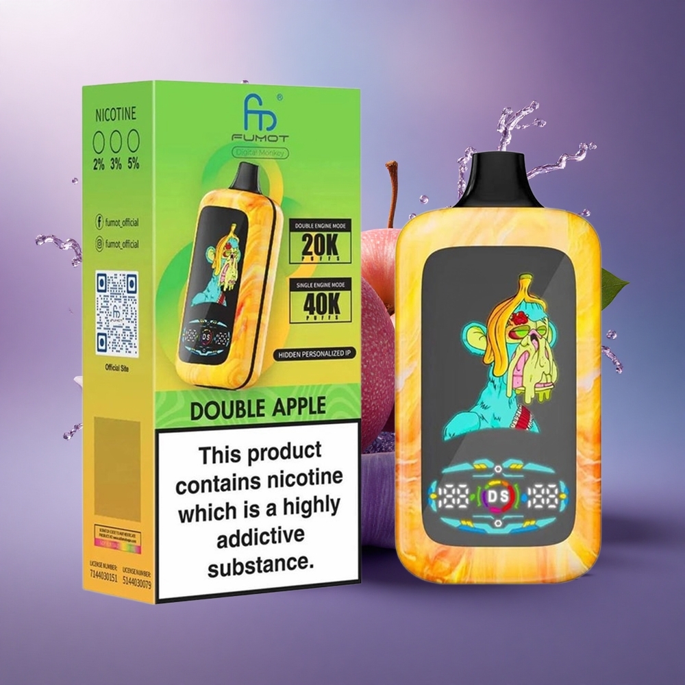 Fumot Digital Monkey 20000/40000 Puffs Maçã Dupla com Dual Mesh Coil e 850mAh