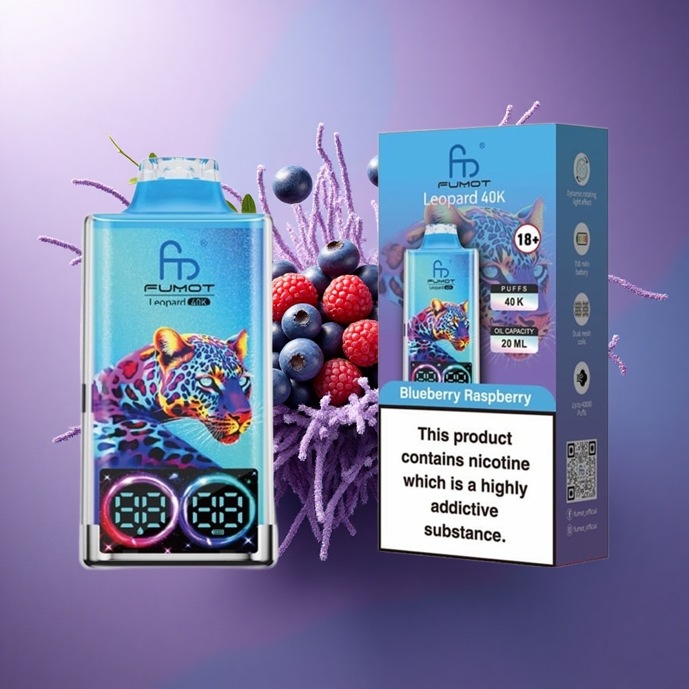 Fumot Leopard 40K Puffs Mirtilo Framboesa 5 Nicotina 700mAh Dual Mesh