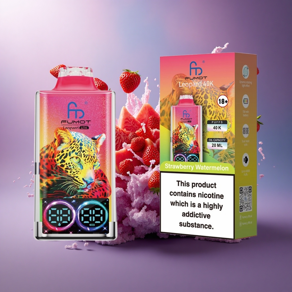 Fumot Leopard 40K Puffs Morango Melancia 2 Nicotina 700mAh Dual Mesh