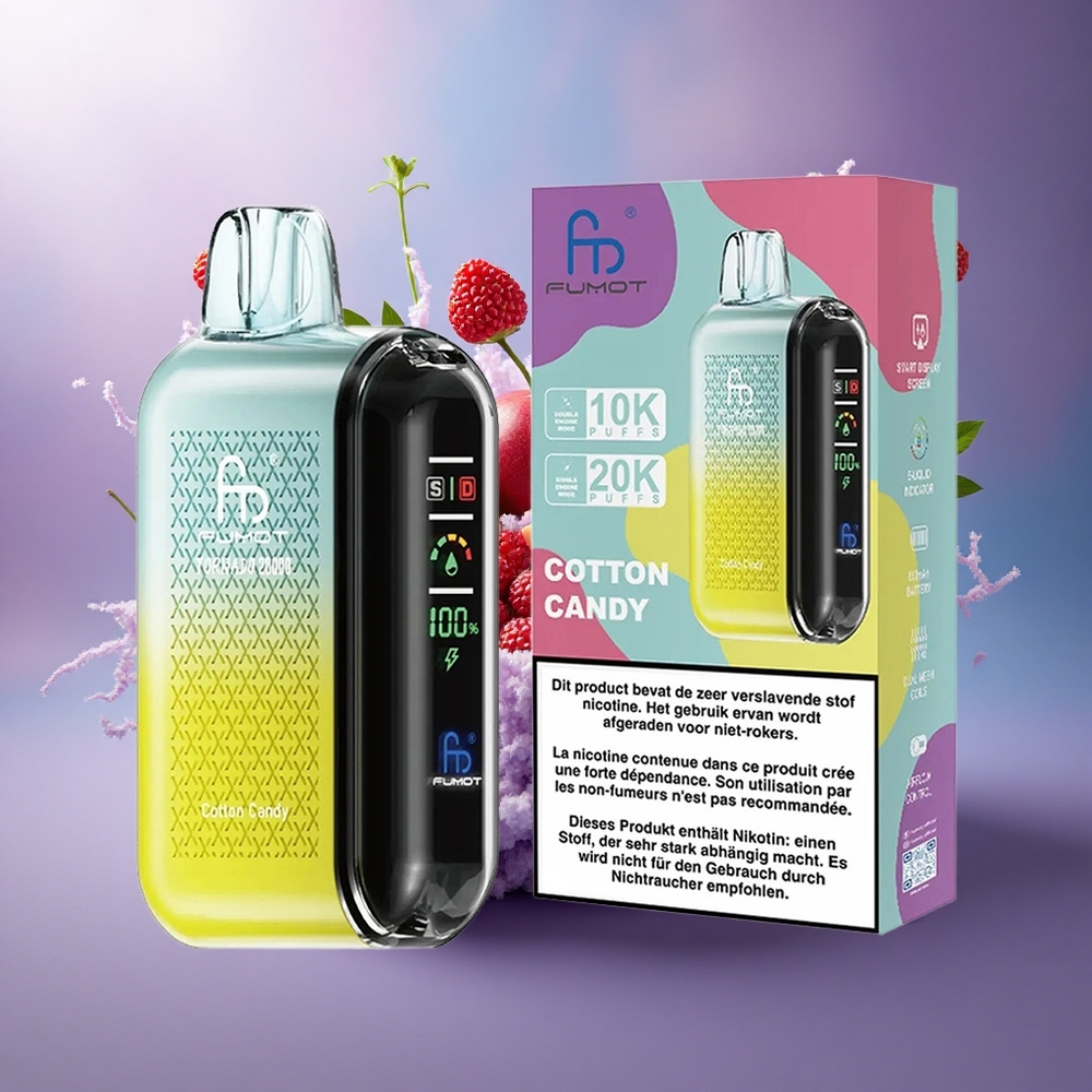 Fumot Tornado 20000 Puffs Algodão Doce com Dual Mesh Coil e 850mAh