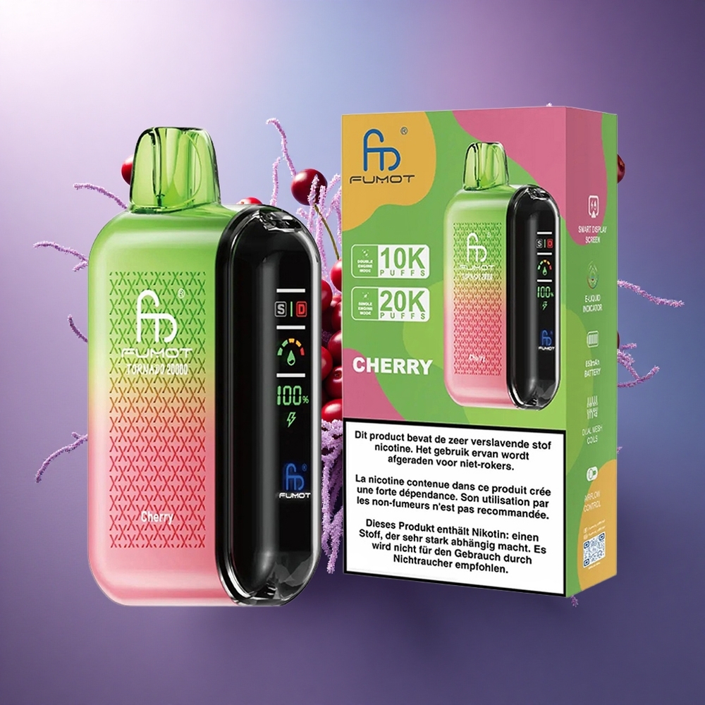 Fumot Tornado 20000 Puffs Cereja Dual Mesh 20ml 850mAh