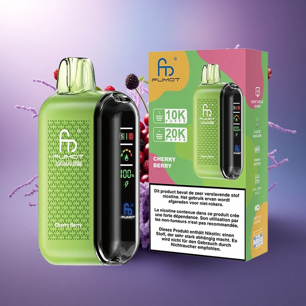 Fumot Tornado 20000 Puffs Cereja Fruta Dual Mesh 20ml 850mAh
