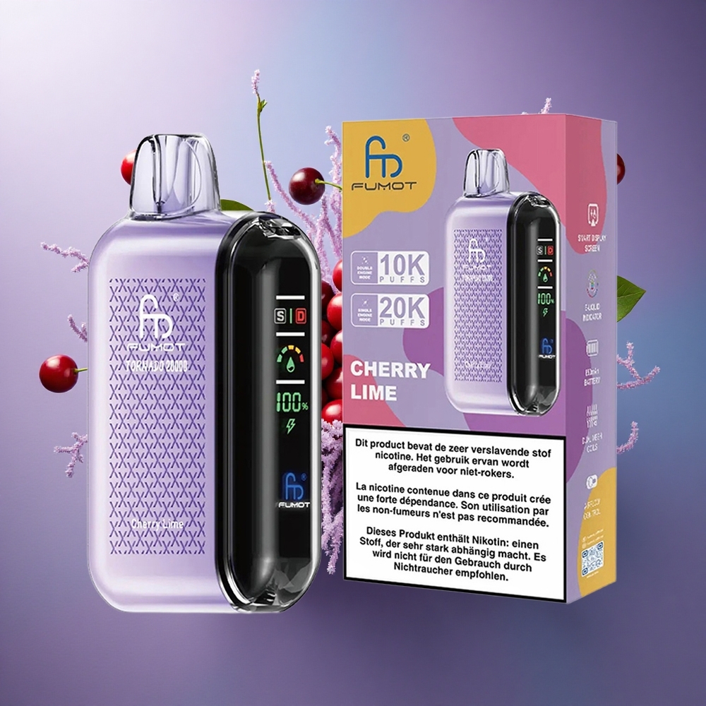 Fumot Tornado 20000 Puffs Cereja Limão com 2 Nicotina e Bateria 850mAh
