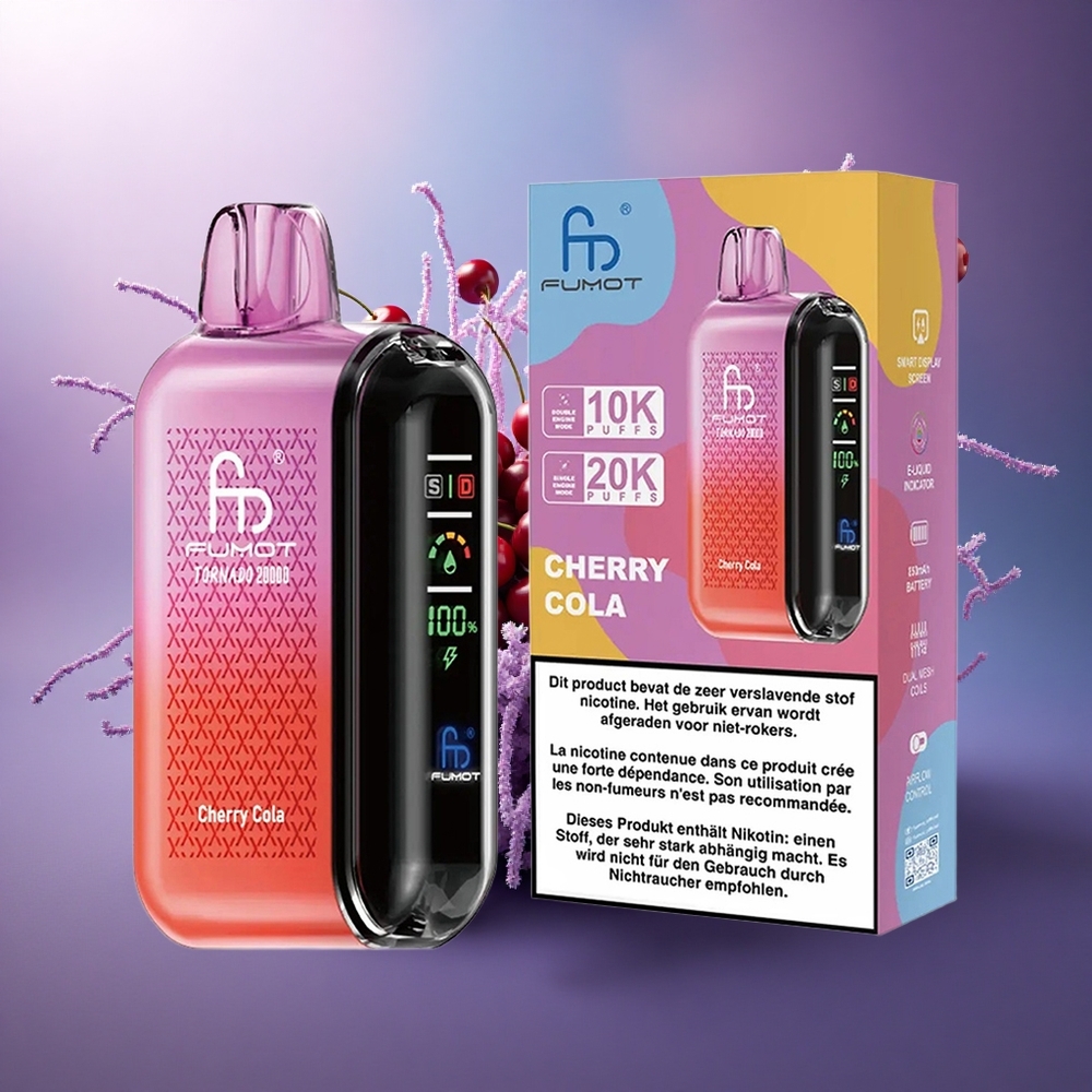 Fumot Tornado 20000 Puffs Cola Cereja Dual Mesh 850mAh