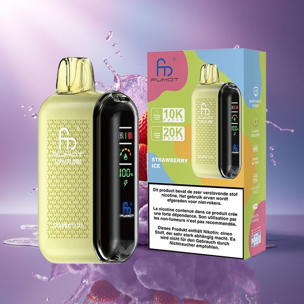 Fumot Tornado 20000 Puffs Gelado de Morango com Bateria 850mAh e Nicotina 2