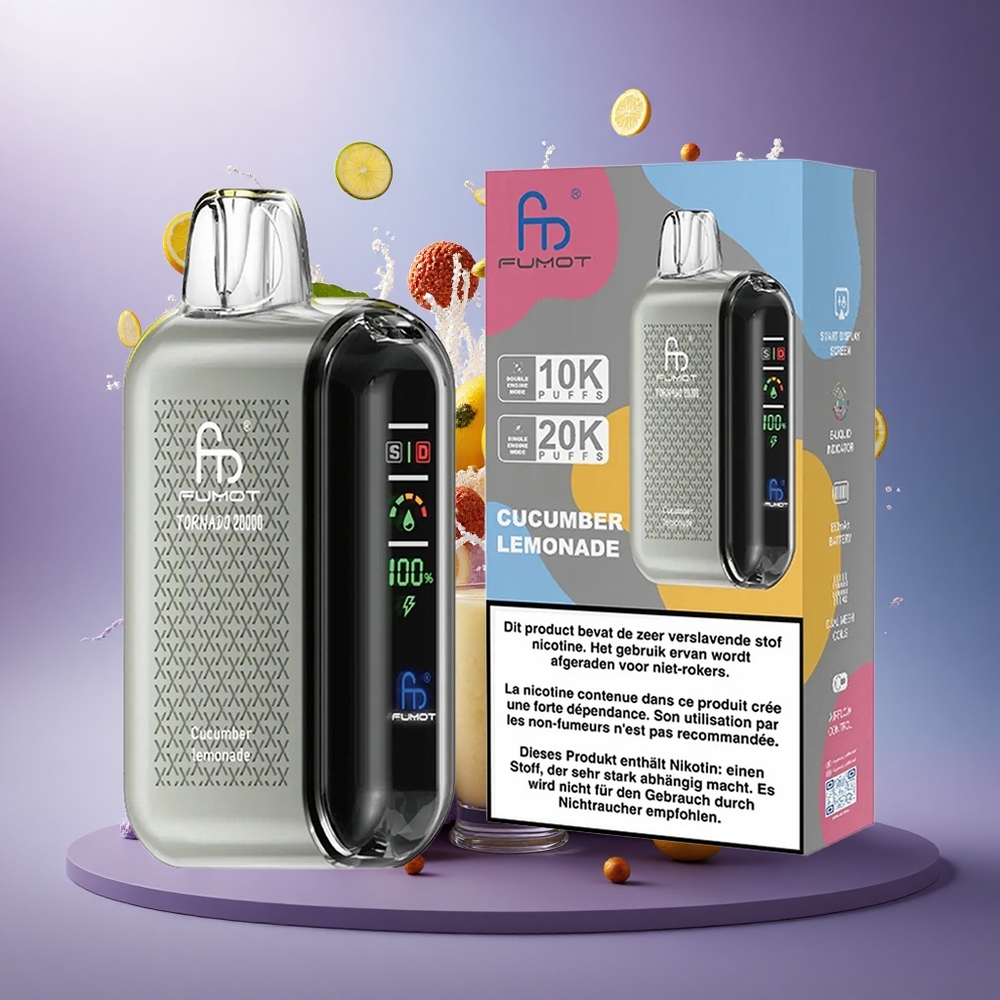 Fumot Tornado 20000 Puffs Limão Pepino com Bateria 850mAh e Nicotina 2