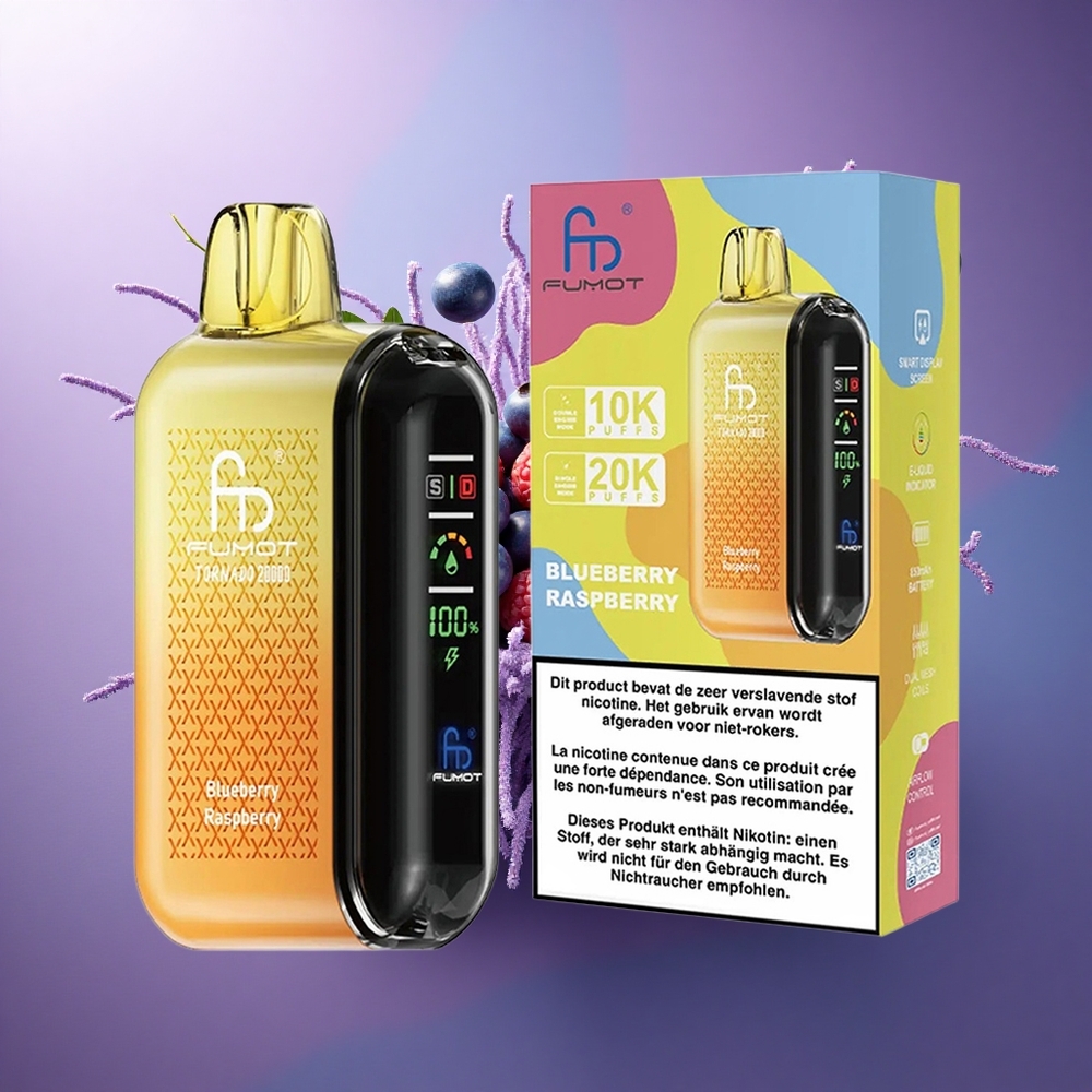Fumot Tornado 20000 Puffs Mirtilo Framboesa Dual Mesh 850mAh