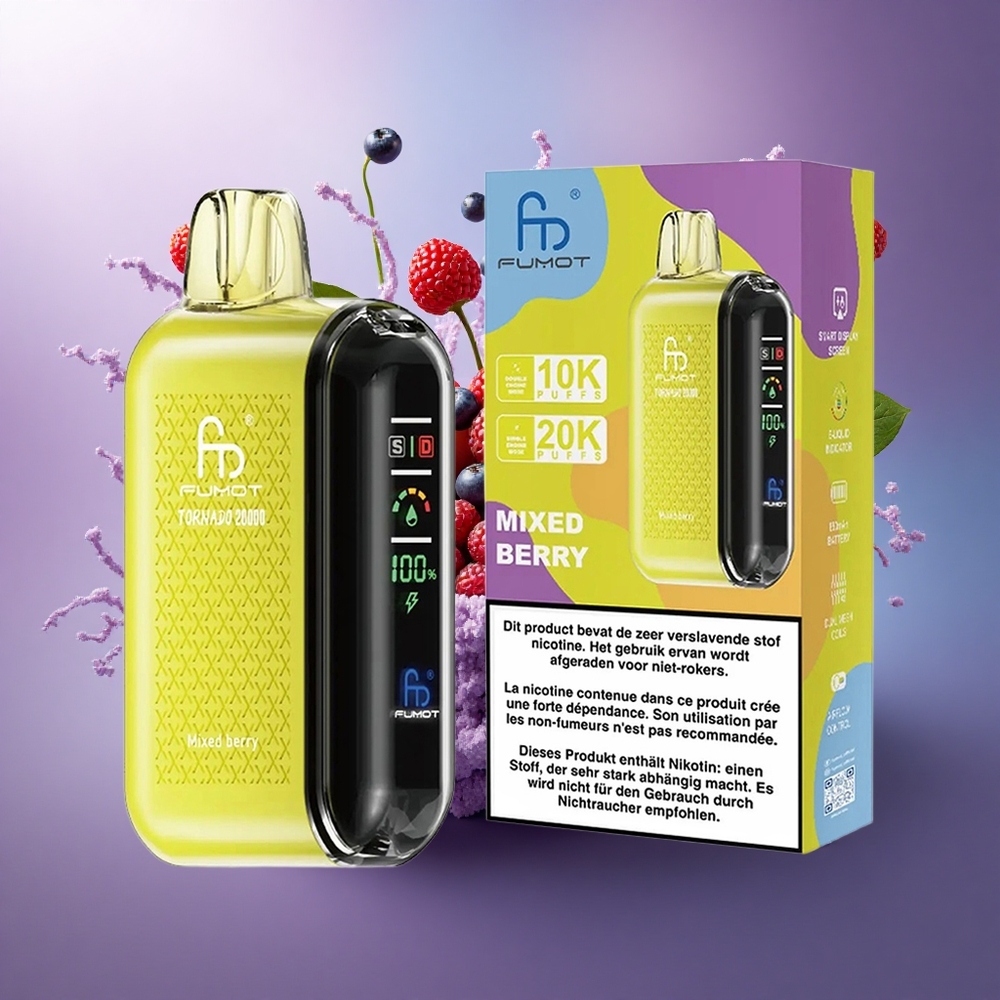 Fumot Tornado 20000 Puffs Misto de Frutas Vermelhas com Nicotina 2 e Bateria 850mAh
