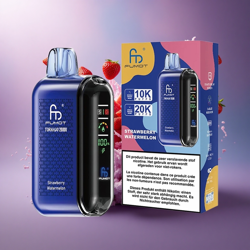 Fumot Tornado 20000 Puffs Morango Melancia com 2 Nicotina e Bateria 850mAh