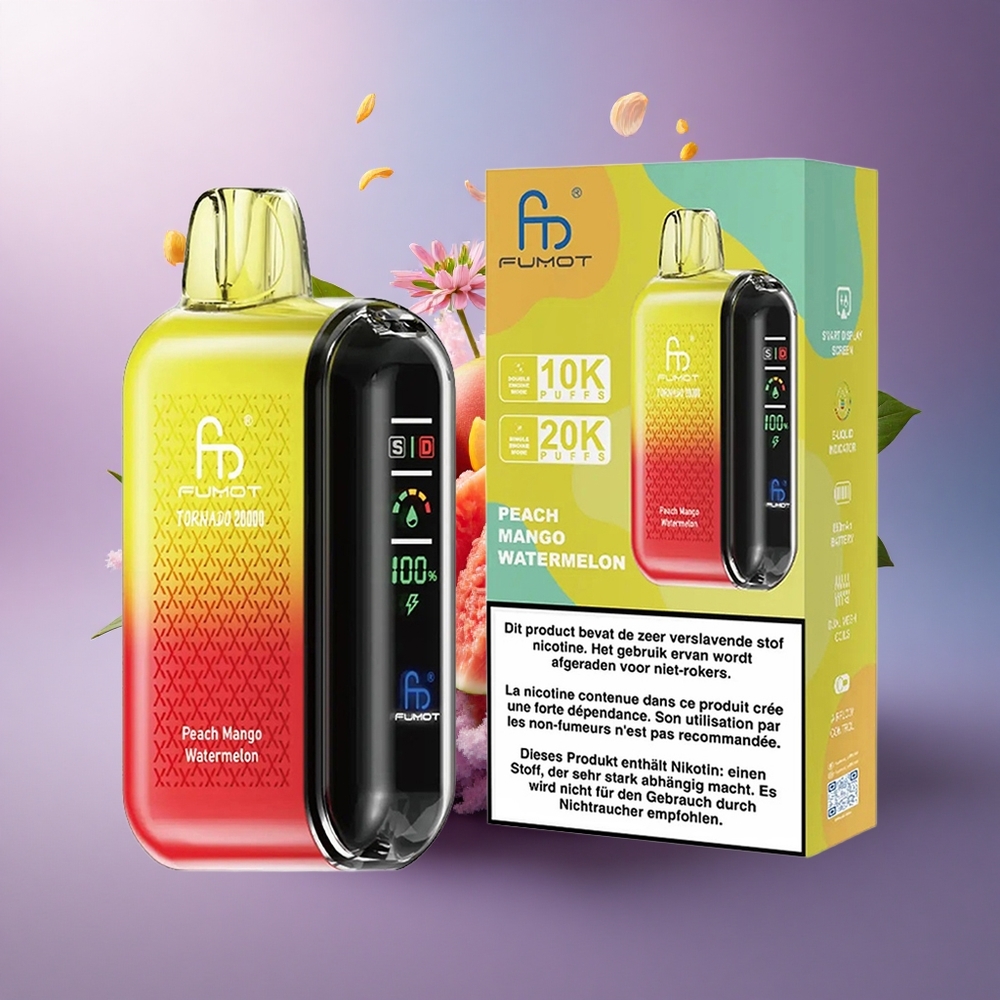Fumot Tornado 20000 Puffs Pêssego Manga Melancia com 2 Nicotina e 850mAh
