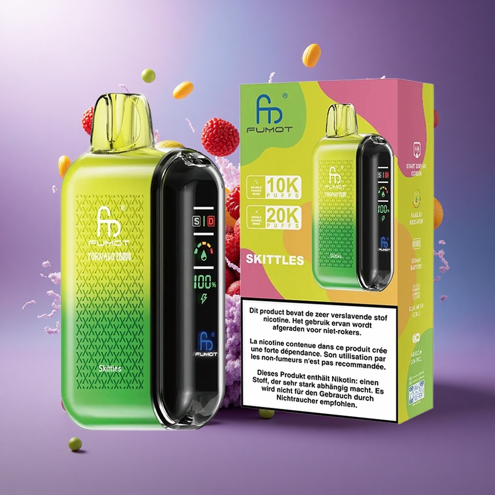 Fumot Tornado 20000 Puffs Skittles Dual Bobina Malha 850mAh