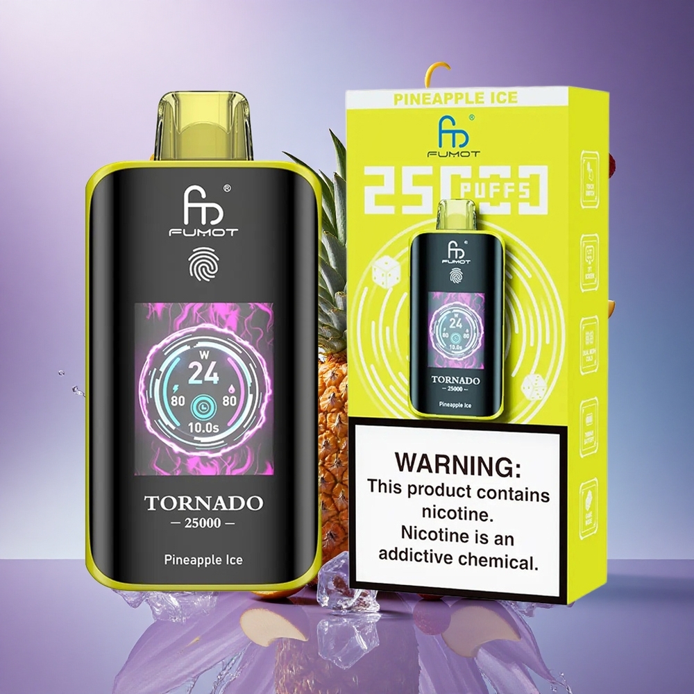 Fumot Tornado 25000 Puffs Abacaxi Gelo com Tela HD e Bateria 700mAh