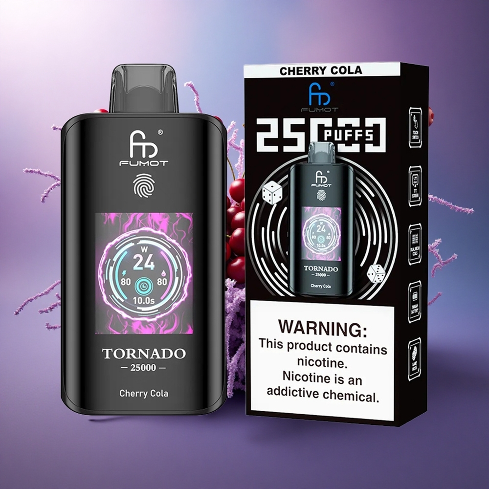 Fumot Tornado 25000 Puffs Cherry Cola HD Tela 700mAh Nicotina 0-5