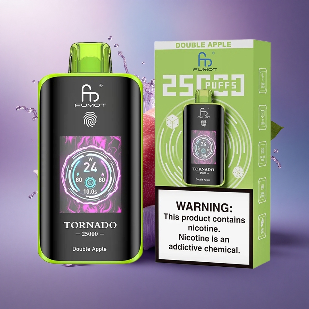 Fumot Tornado 25000 Puffs Maçã Dupla com Tela HD e 700mAh