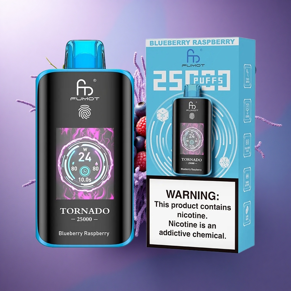 Fumot Tornado 25000 Puffs Mirtilo Framboesa Tela HD 700mAh