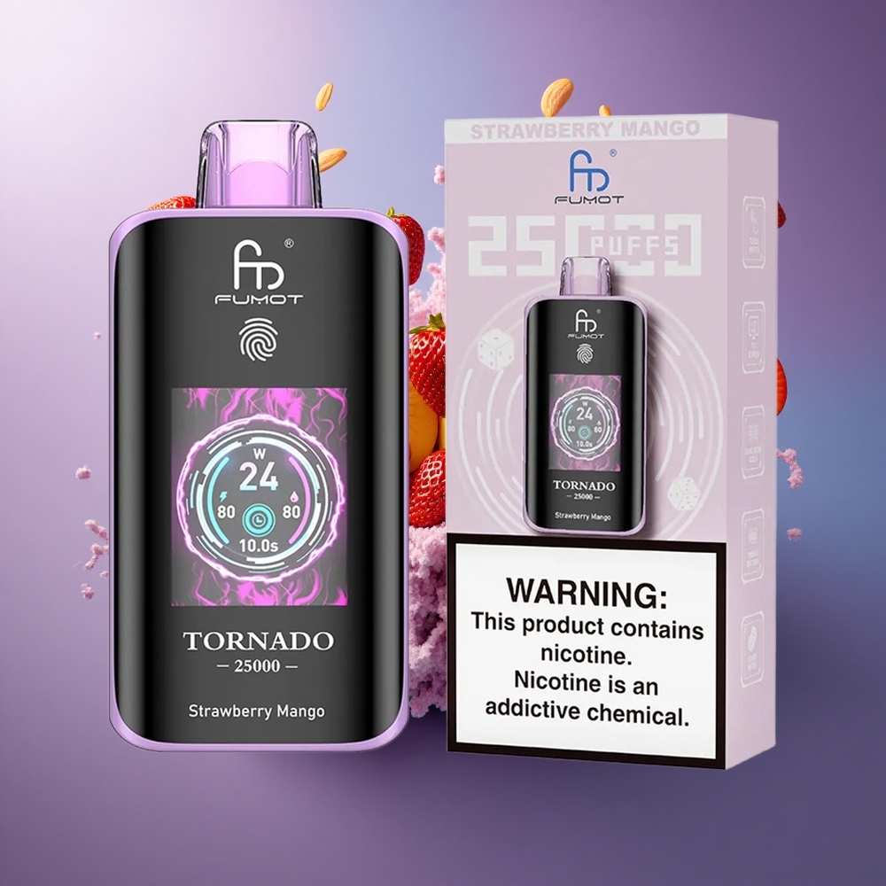 Fumot Tornado 25000 Puffs Morango Manga HD Tela 700mAh