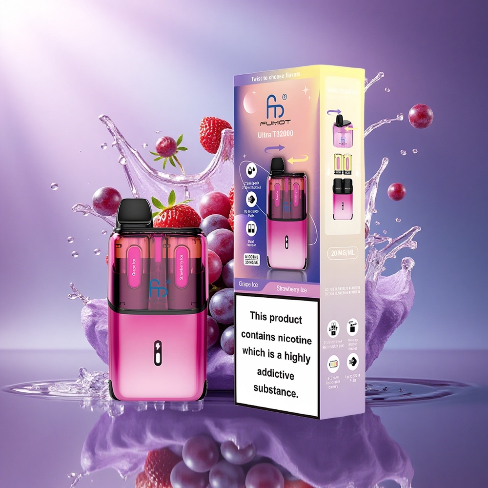 Fumot Ultra T32000 Puffs Gelado de Uva - Gelado de Morango com 20mg de Nicotina e 800mAh