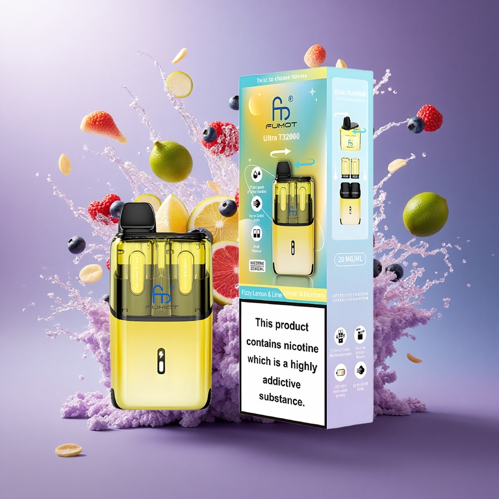 Fumot Ultra T32000 Puffs Limão  Mirtilo Efervescente com 20mg de Nicotina e 800mAh