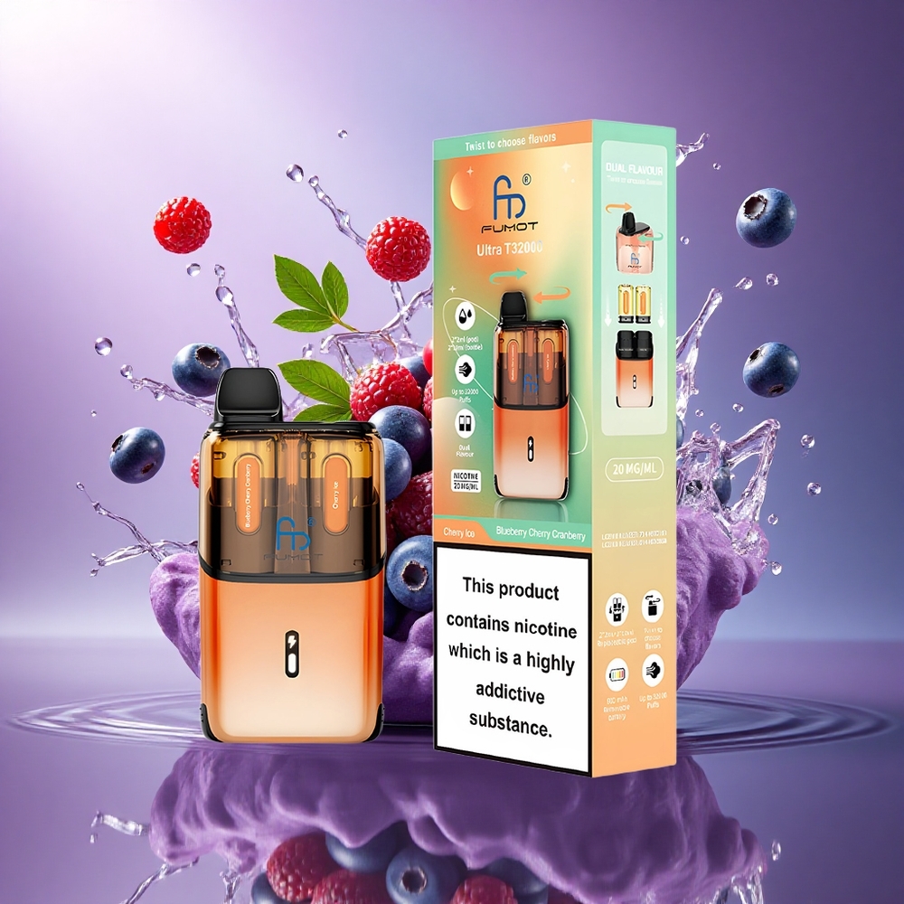 Fumot Ultra T32000 Puffs Mirtilo Cereja Cranberry - Cereja Gelo com 20mg de Nicotina e 800mAh
