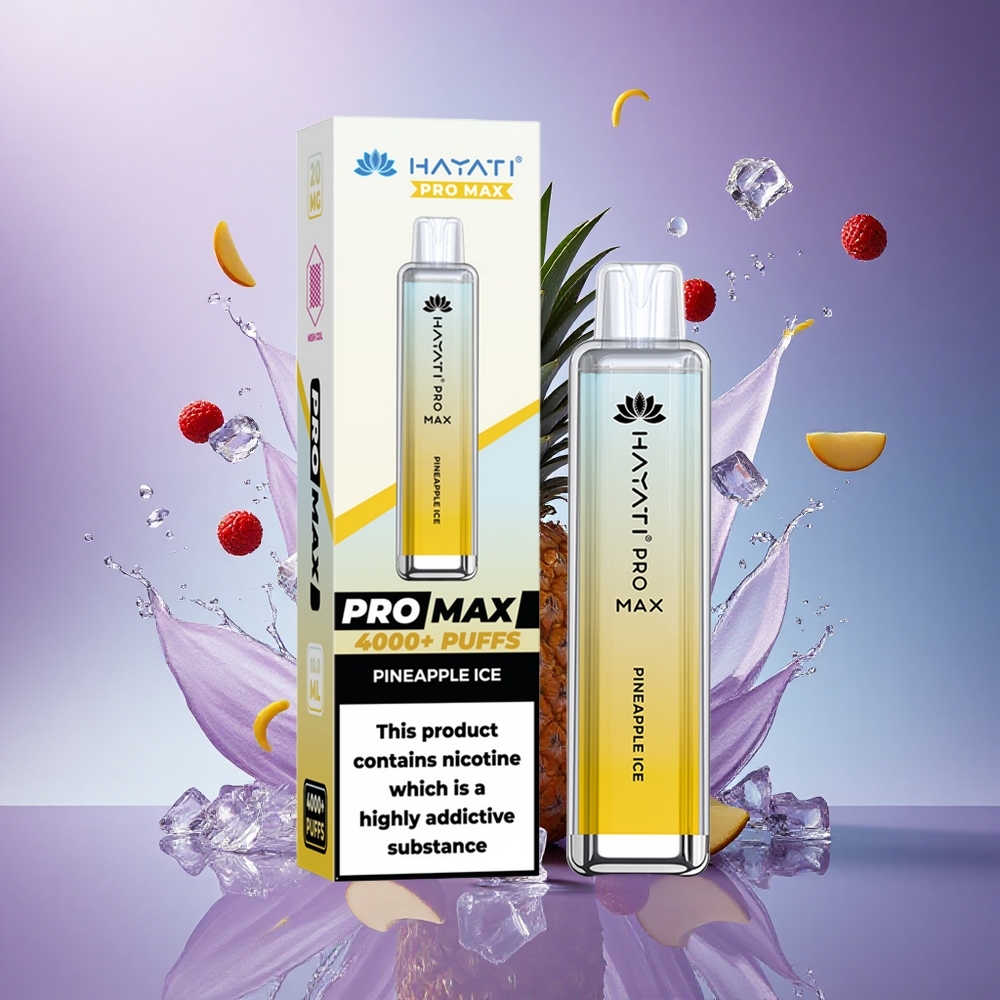 Hayati Pro Max 4000 Puffs Abacaxi Gelo com 5 Nicotina e Bateria 1400mAh