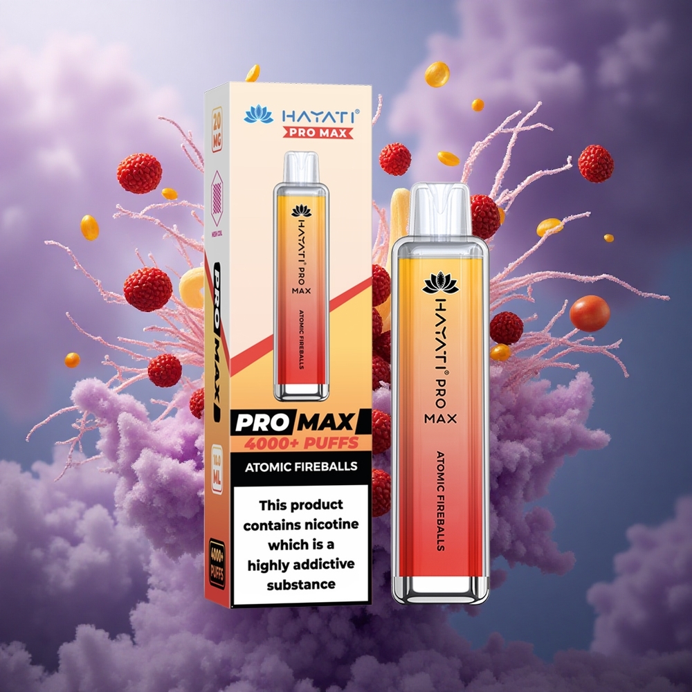 Hayati Pro Max 4000 Puffs Bolas de Fogo Atômicas Recarregável 1400mAh 2ml