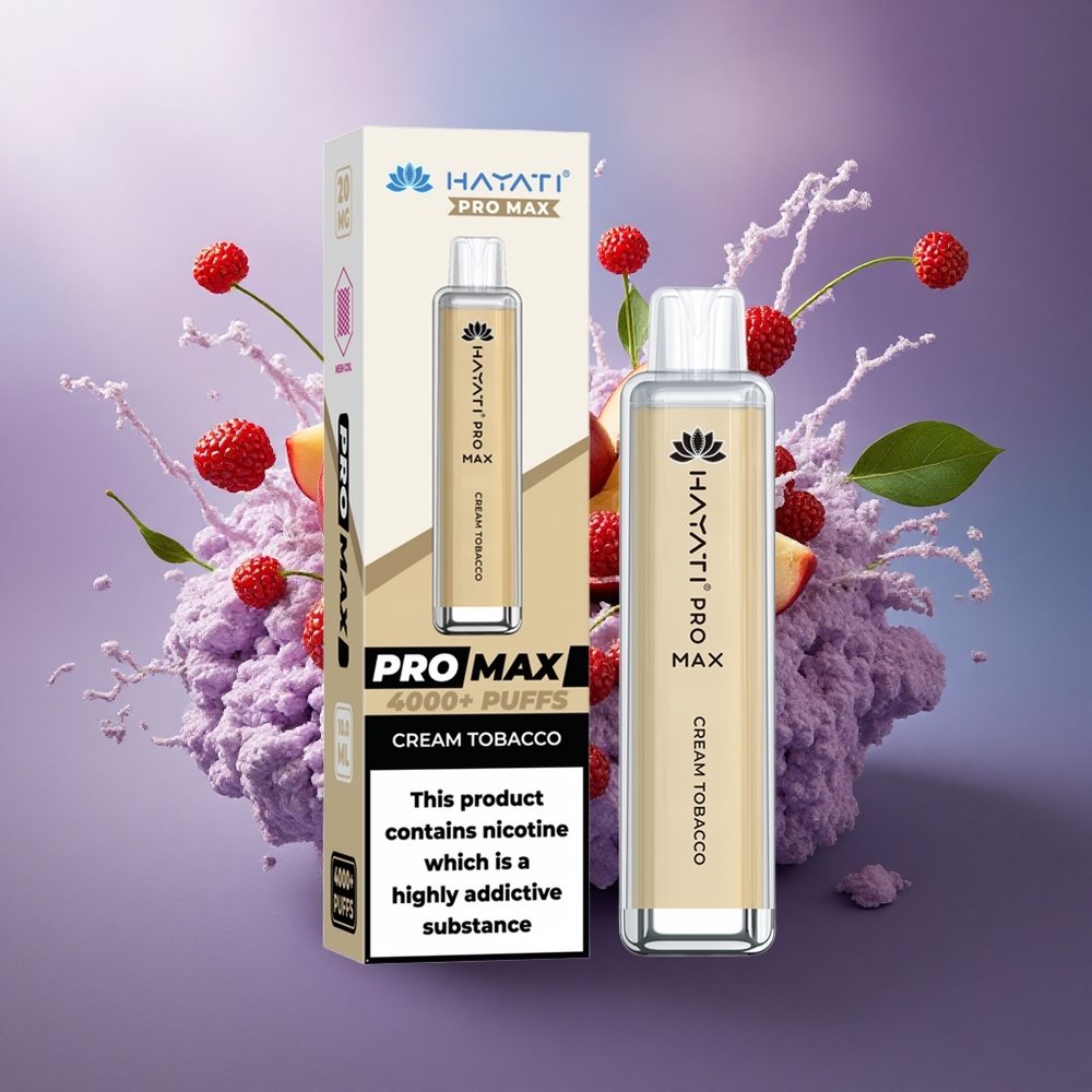 Hayati Pro Max 4000 Puffs Creme Tabaco com 5 Nicotina e Bateria 1400mAh