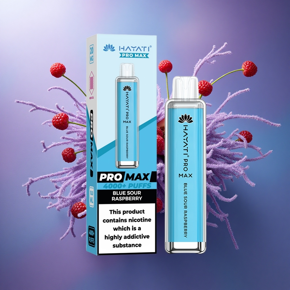Hayati Pro Max 4000 Puffs Framboesa Azeda Azul com 5 Nicotina e 1400mAh