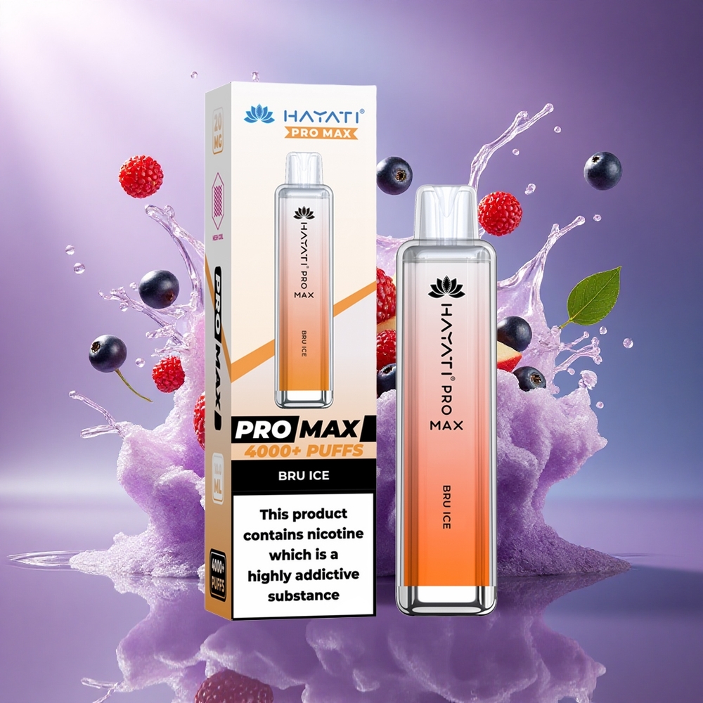 Hayati Pro Max 4000 Puffs Gelo Cristalino Recarregável 1400mAh 2ml Dual Coil