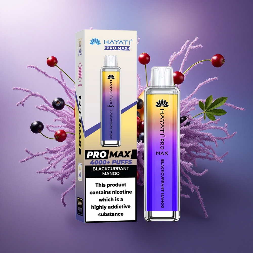 Hayati Pro Max 4000 Puffs Groselha Manga Recarregável 1400mAh 2ml TPD