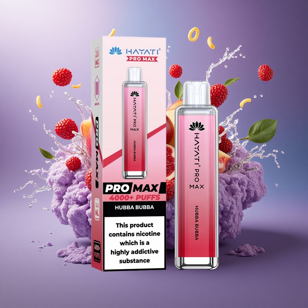 Hayati Pro Max 4000 Puffs Hubba Bubba Duplo Cristal 1400mAh 2ml Recarregável