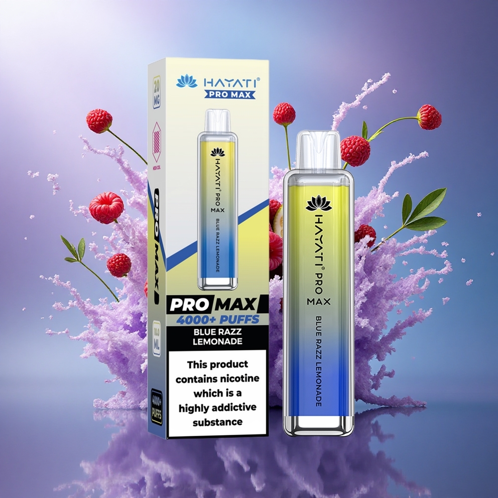 Hayati Pro Max 4000 Puffs Limão Azul Refrescante com 5 Nicotina e Bateria 1400mAh