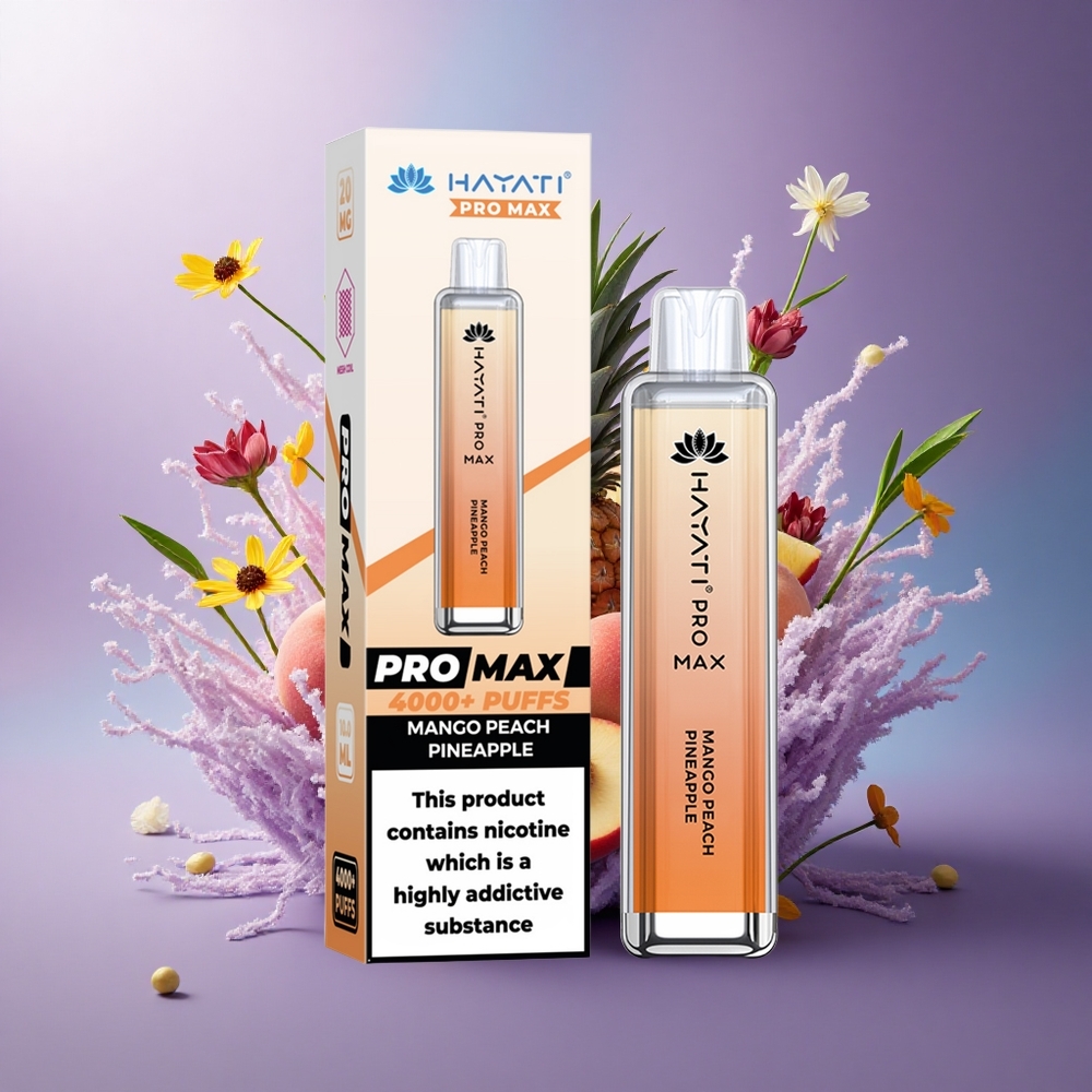 Hayati Pro Max 4000 Puffs Manga Pêssego Abacaxi com 5 Nicotina e 1400mAh