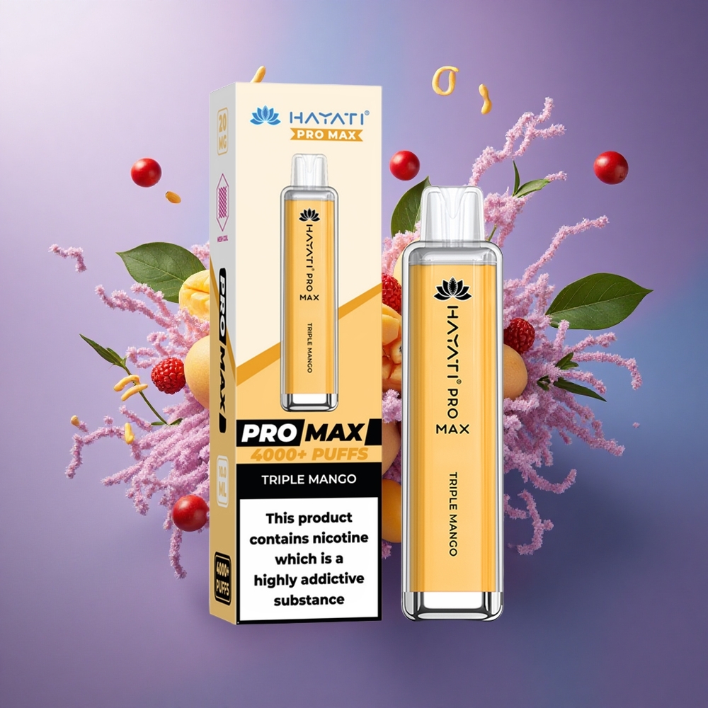Hayati Pro Max 4000 Puffs Manga Tripla Dual Ohm Rechargeável 1400mAh