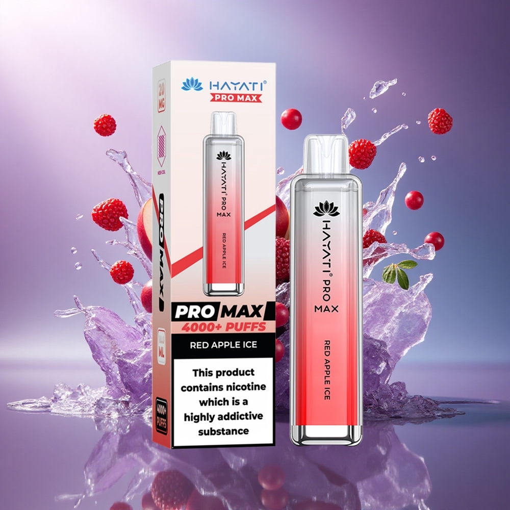 Hayati Pro Max 4000 Puffs Maçã Vermelha Gelo com 5 Nicotina e Bateria 1400mAh