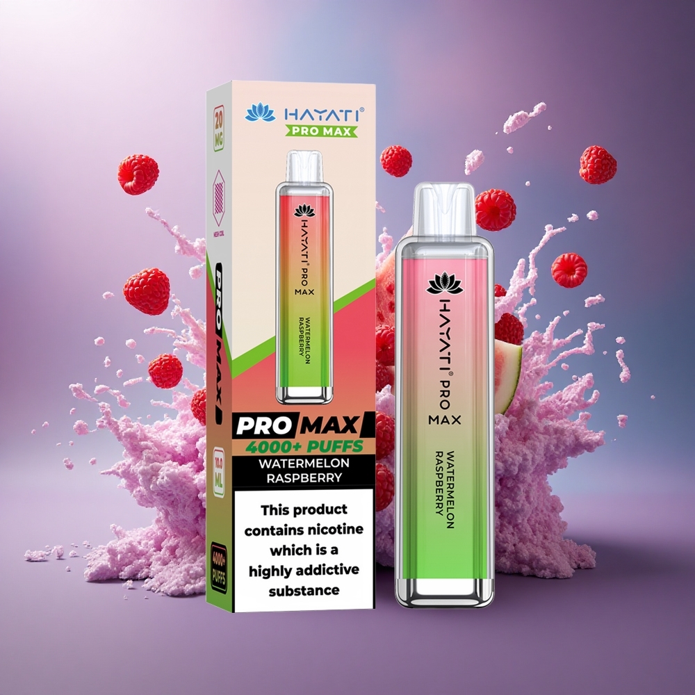 Hayati Pro Max 4000 Puffs Melancia Framboesa com Nicotina 2 e Bateria 1400mAh