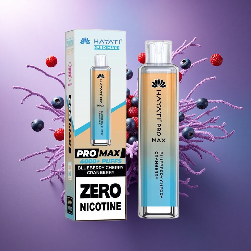 Hayati Pro Max 4000 Puffs Mirtilo Cereja Oxicoco com 5 Nicotina e Bateria 1400mAh