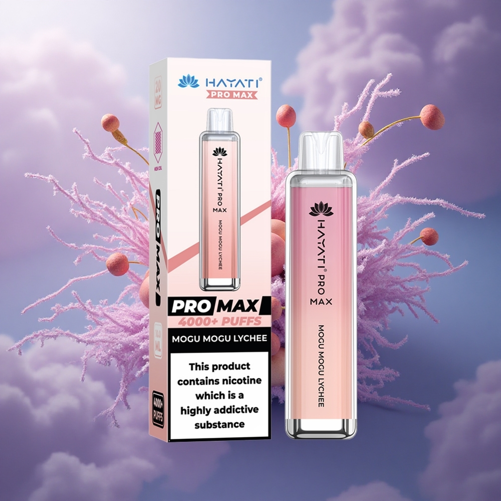 Hayati Pro Max 4000 Puffs Mogu Mogu Lychee com 2 Nicotina e Bateria 1400mAh