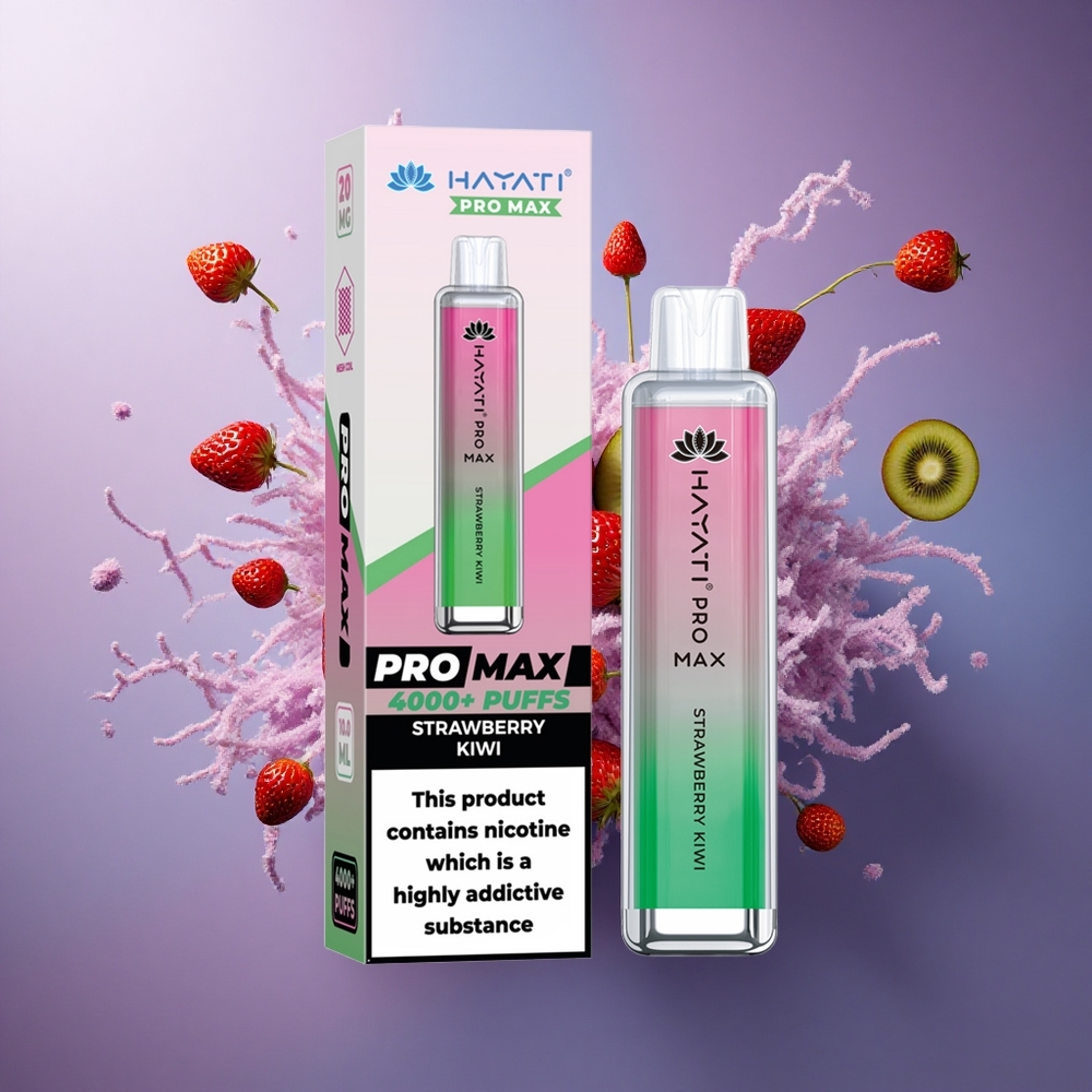 Hayati Pro Max 4000 Puffs Morango Kiwi Recarregável 1400mAh Nicotina 5