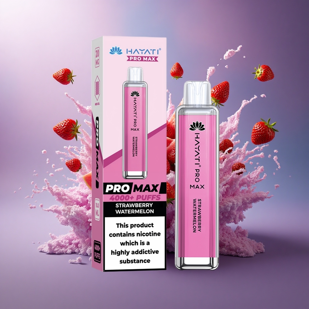 Hayati Pro Max 4000 Puffs Morango Melancia com 5 Nicotina e Bateria 1400mAh