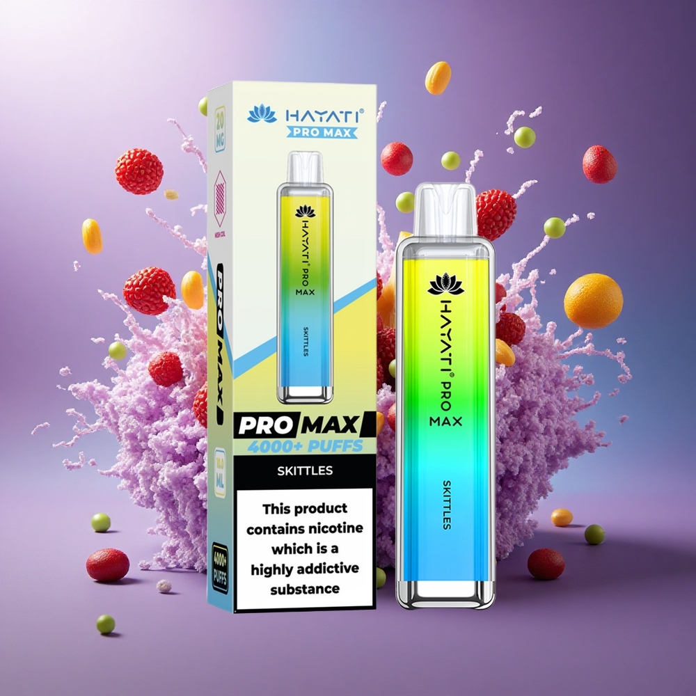 Hayati Pro Max 4000 Puffs Skittles Duplo 11 Ohm Recarregável 1400mAh