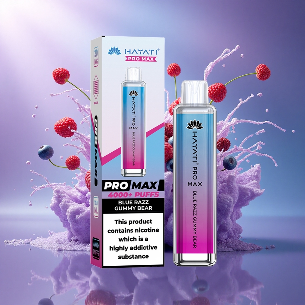 Hayati Pro Max 4000 Puffs Urso de Goma Azul Elétrico com Bateria 1400mAh e Resistência Dual 11 Ohm