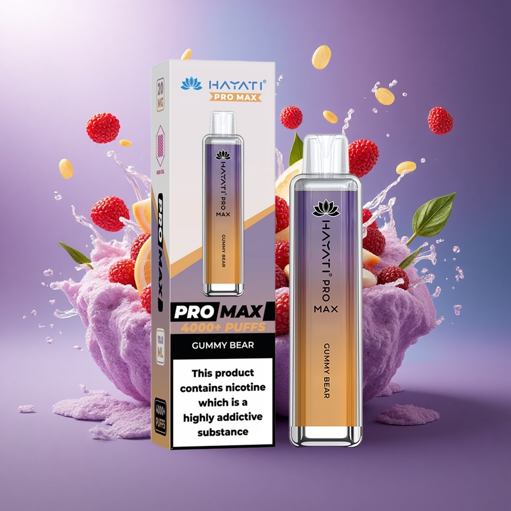 Hayati Pro Max 4000 Puffs Urso de Goma Recarregável com Bateria 1400mAh e Nicotina 2 ou 5