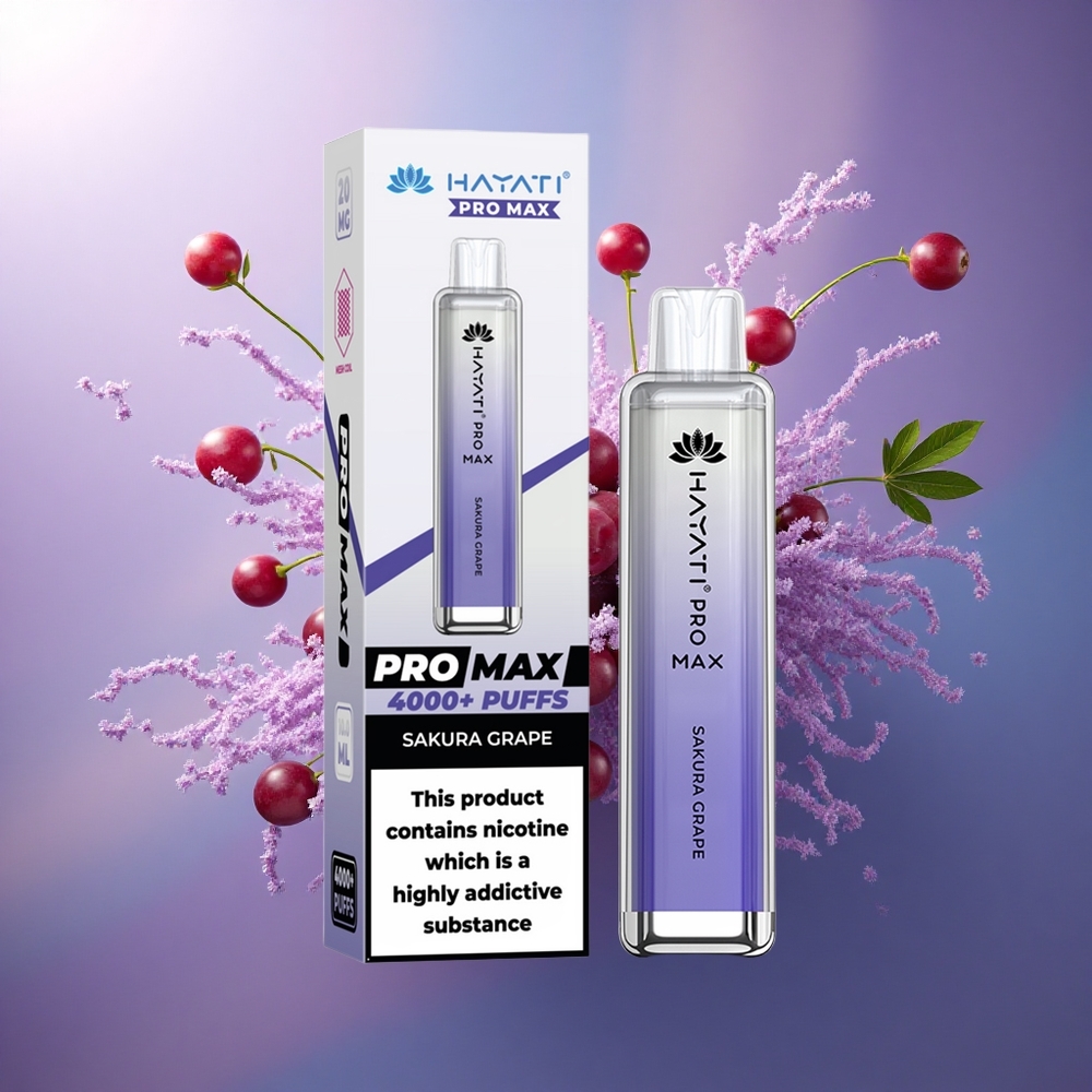 Hayati Pro Max 4000 Puffs Uva Sakura Recarregável 1400mAh 5 Nicotina