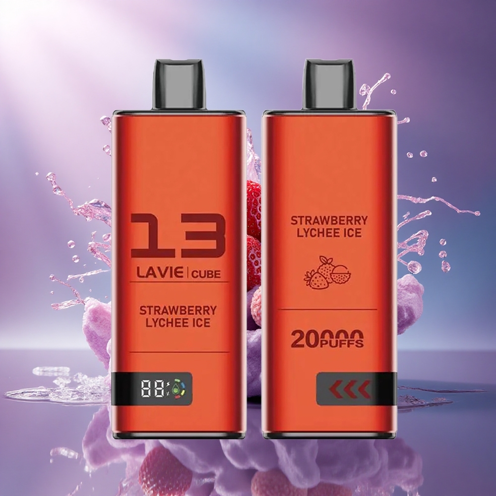 Lavie Cube 20000 Puffs Morango Lichia Gelo com 28ML e 5 Nicotina