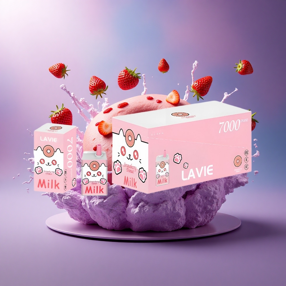 Lavie Milk 7000 Puffs Donut de Morango 16ML 600mAh 0 Nicotina
