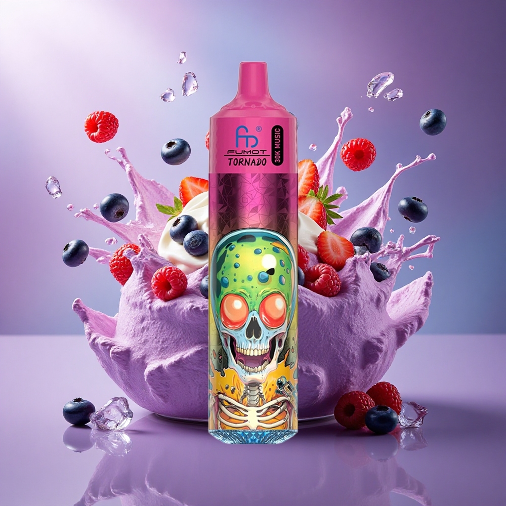Fumot Randm Tornado 30000 Puffs Sorvete de Mirtilo Morango Framboesa com 5 de nicotina e bateria 600mAh