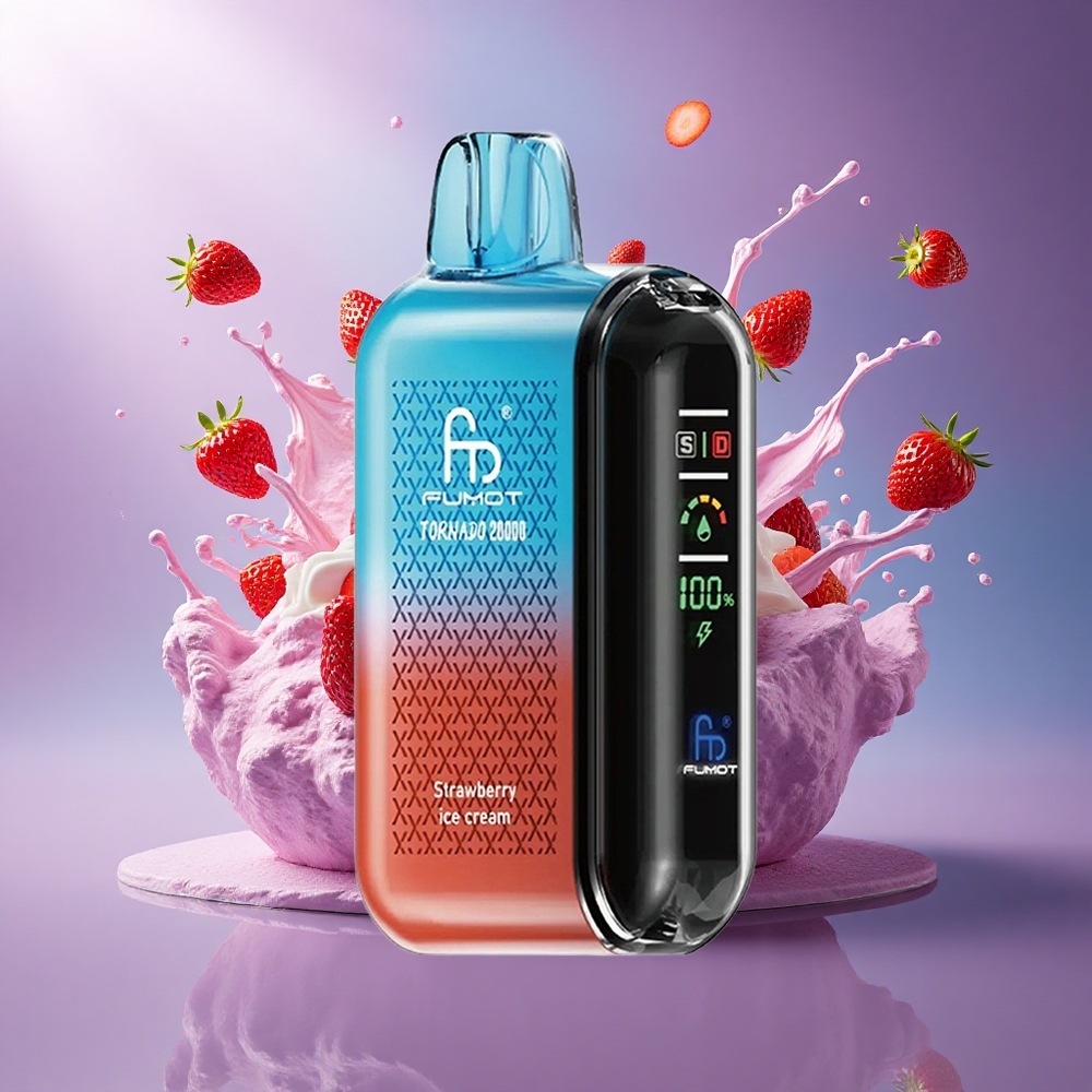 Fumot Tornado 20000 Puffs Sorvete de Morango com Nicotina 2 e Bateria 850mAh