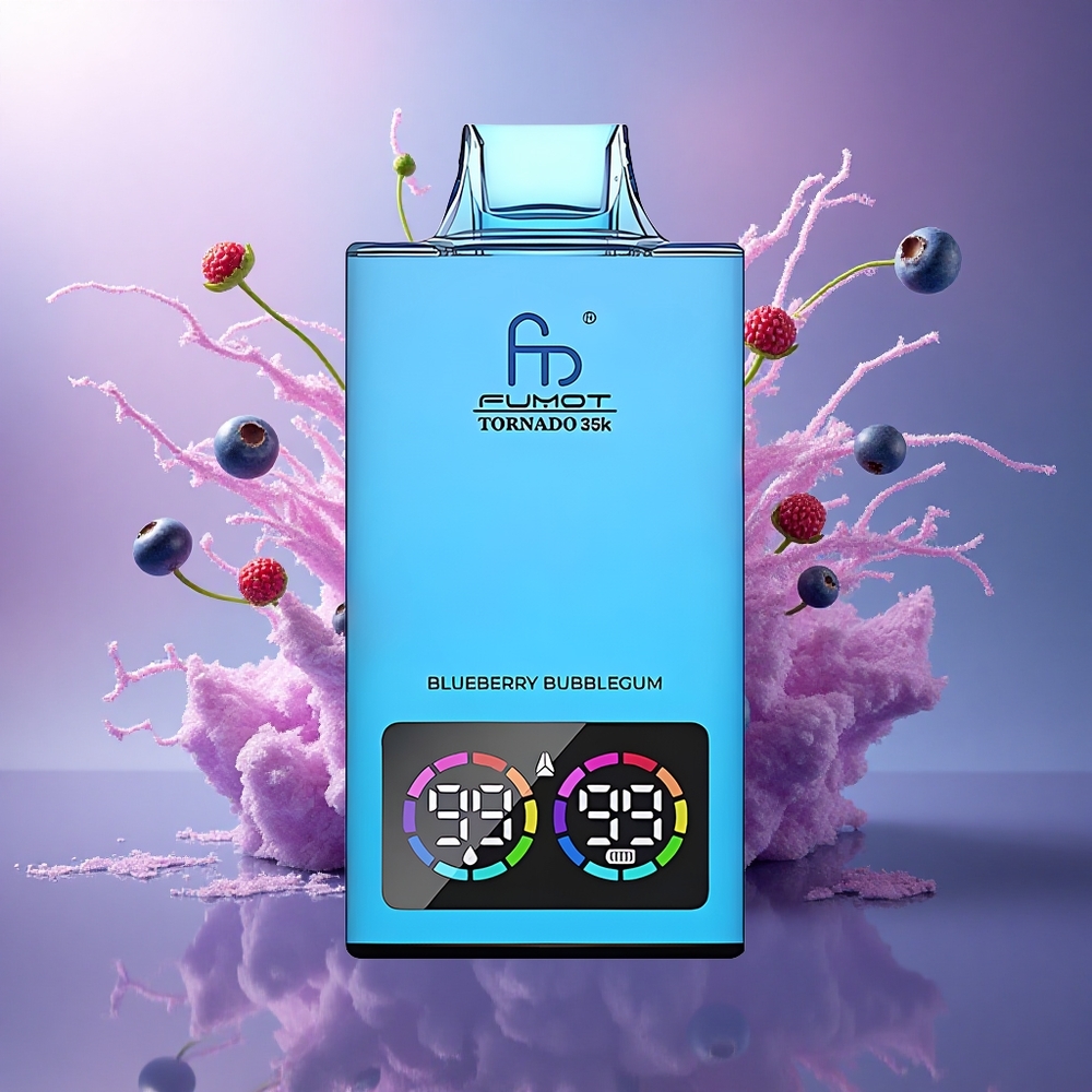 Fumot Tornado 35000 Puffs Chiclete de Mirtilo com Luzes RGB Variáveis e Bateria de 700mAh
