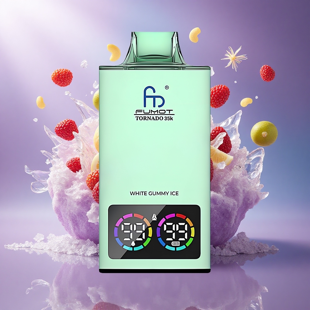 Fumot Tornado 35000 Puffs Goma Branca Gelada com Dual Mesh e Luzes RGB Variáveis